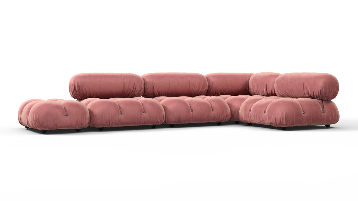 Belia - Belia Sectional, Right Corner, Blush Pink Velvet