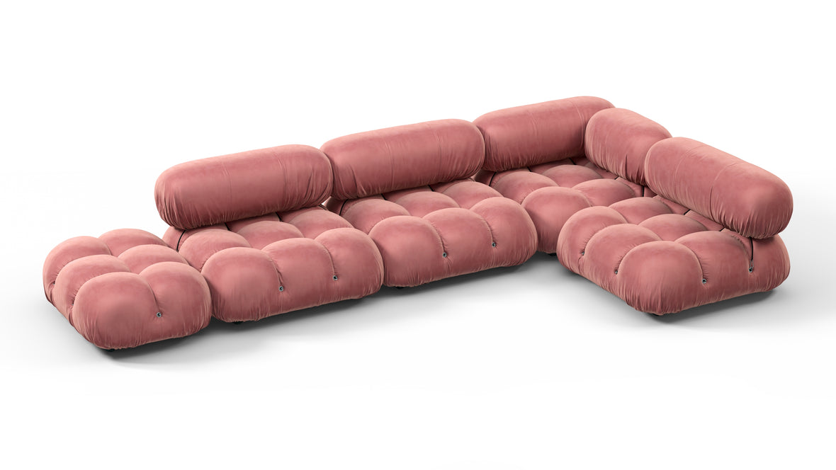 Belia - Belia Sectional, Right Corner, Blush Pink Velvet