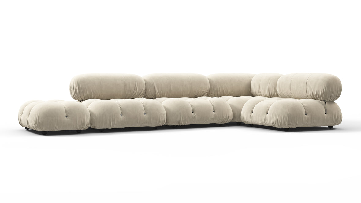 Belia - Belia Sectional, Right Corner, Eggshell Vegan Suede