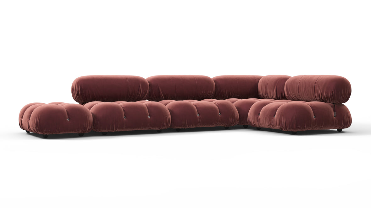 Belia - Belia Sectional, Right Corner, Maroon Velvet