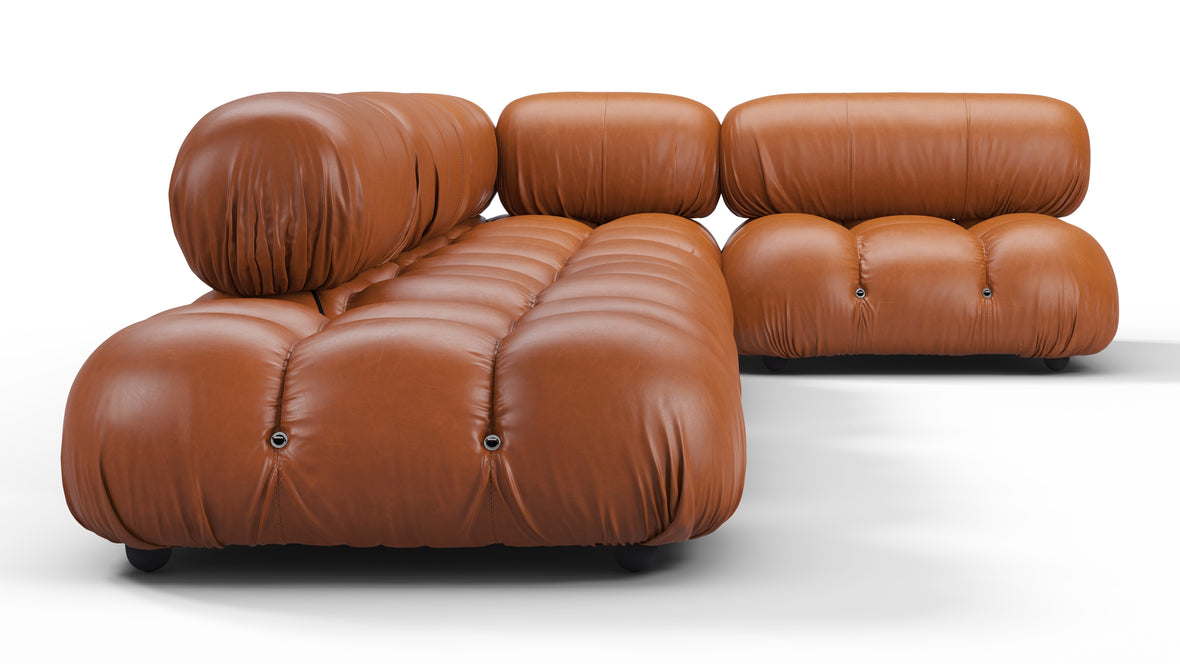 Belia - Belia Sectional, Right Corner, Tan Premium Leather