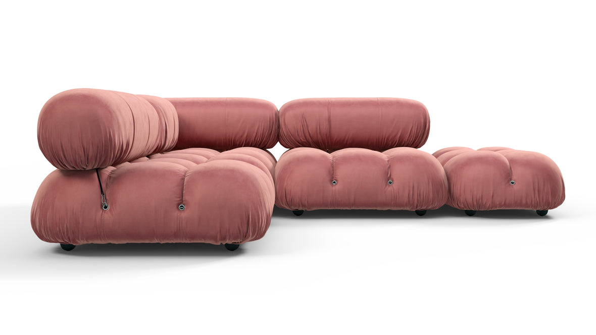 Belia - Belia Sectional, Small Left Corner, Blush Pink Velvet