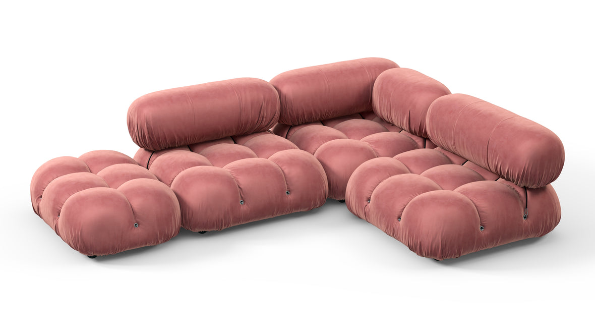 Belia - Belia Sectional, Small Right Corner, Blush Pink Velvet