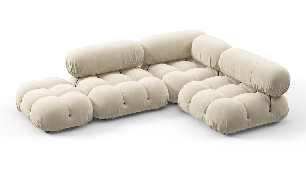 Belia - Belia Sectional, Small Right Corner, Eggshell Vegan Suede