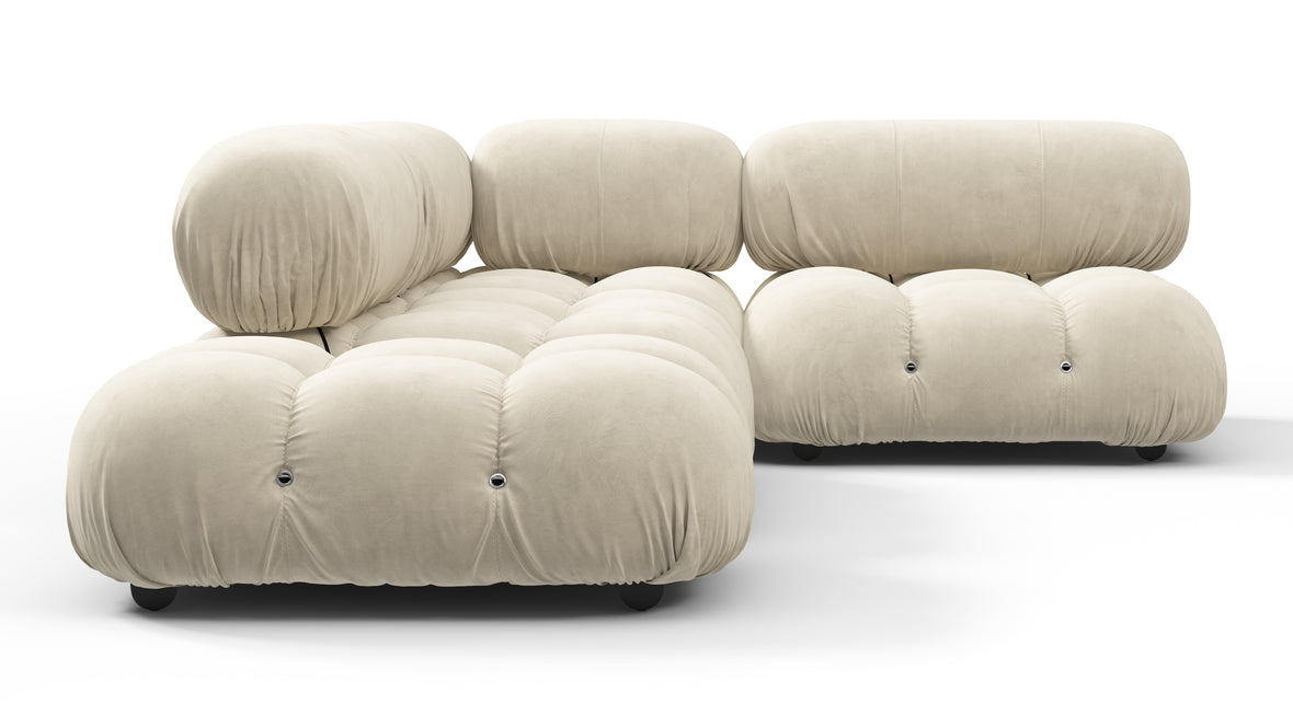 Belia - Belia Sectional, Small Right Corner, Eggshell Vegan Suede