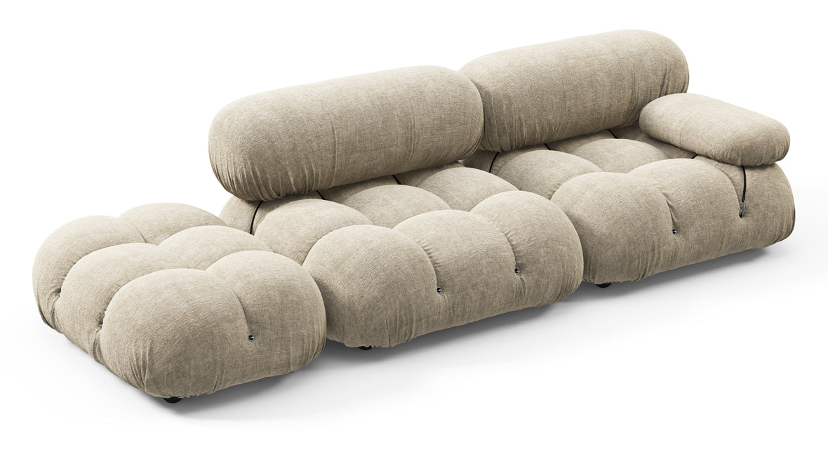 Belia - Belia Open End Sofa, Left, Beige Gray Chenille