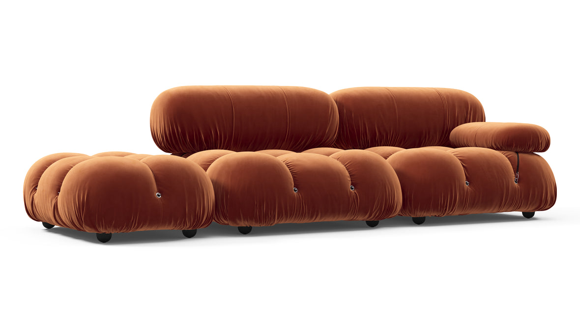 Belia - Belia Open End Sofa, Left, Spice Velvet