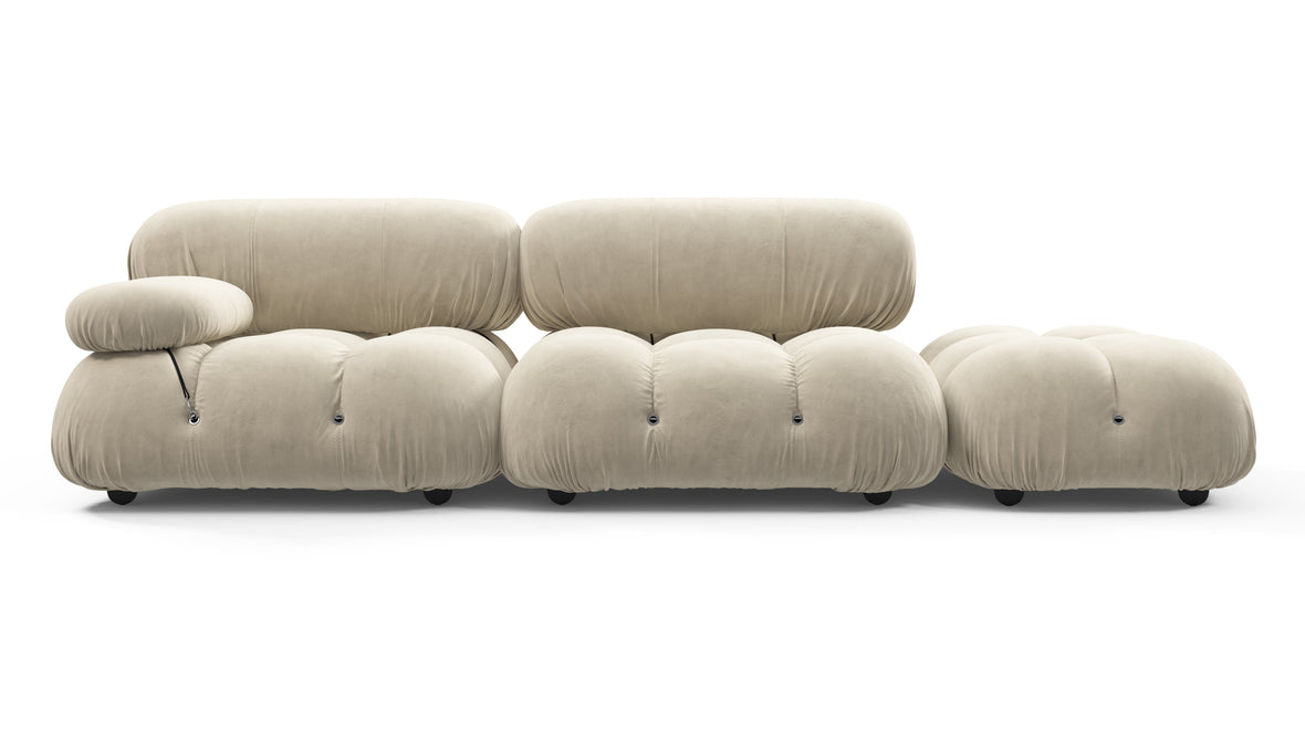 Belia - Belia Open End Sofa, Right, Eggshell Vegan Suede