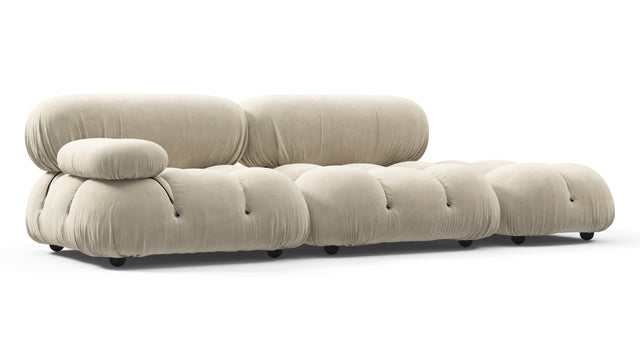 Belia - Belia Open End Sofa, Right, Eggshell Vegan Suede