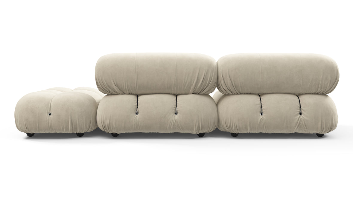 Belia - Belia Open End Sofa, Right, Eggshell Vegan Suede