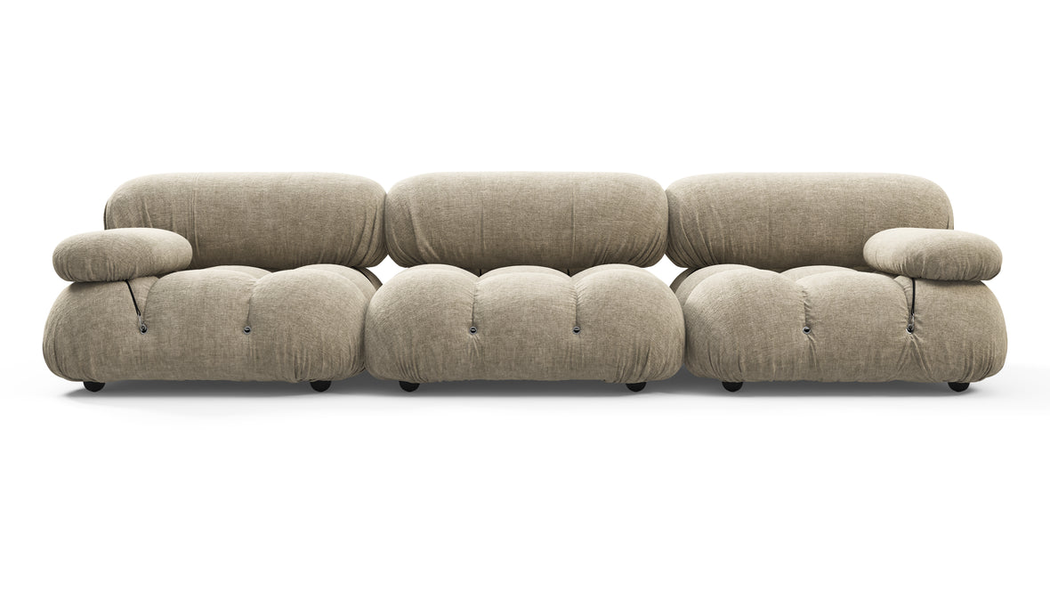 Belia - Belia Three Seater Sofa, Beige Gray Chenille