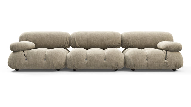 Belia - Belia Three Seater Sofa, Beige Gray Chenille