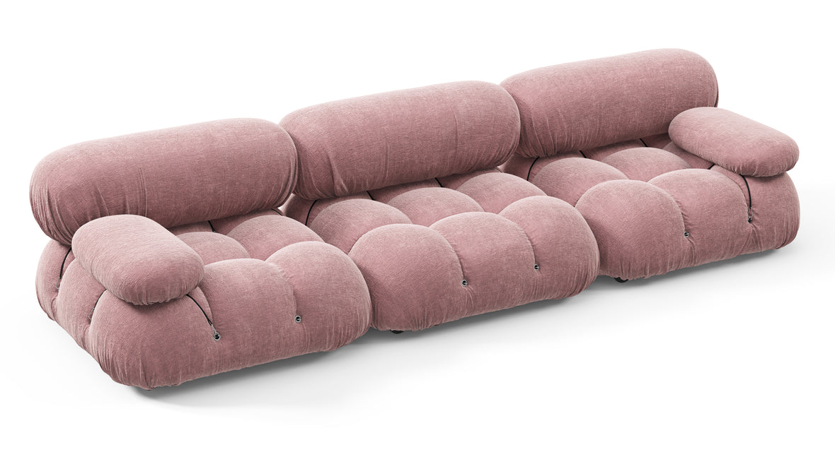 Belia - Belia Three Seater Sofa, Dusty Pink Chenille