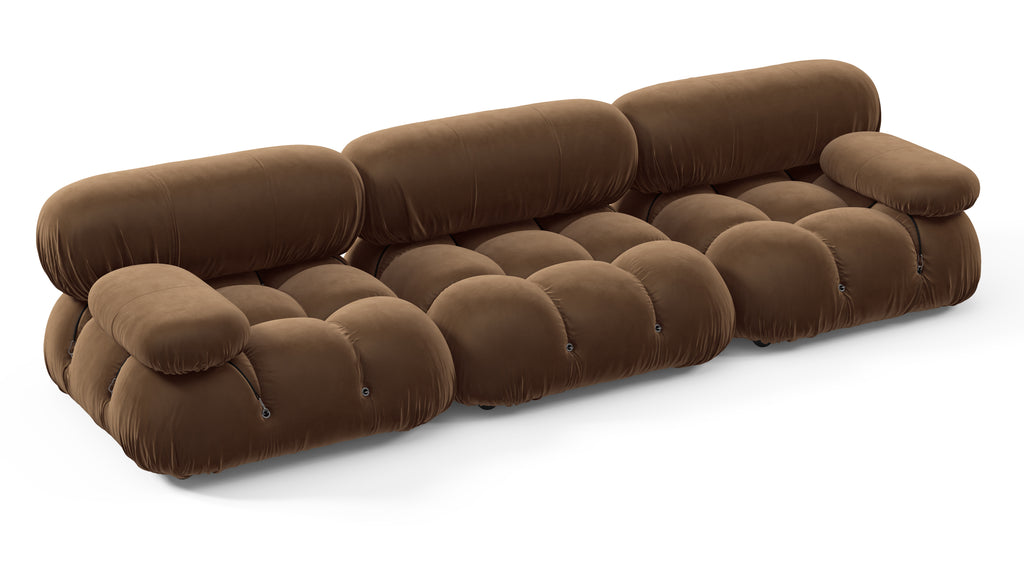 Belia Three Seater Sofa, Mocha Velvet | Interior Icons