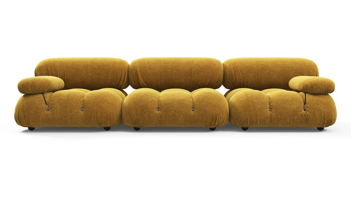 Belia - Belia Three Seater Sofa, Mustard Yellow Chenille