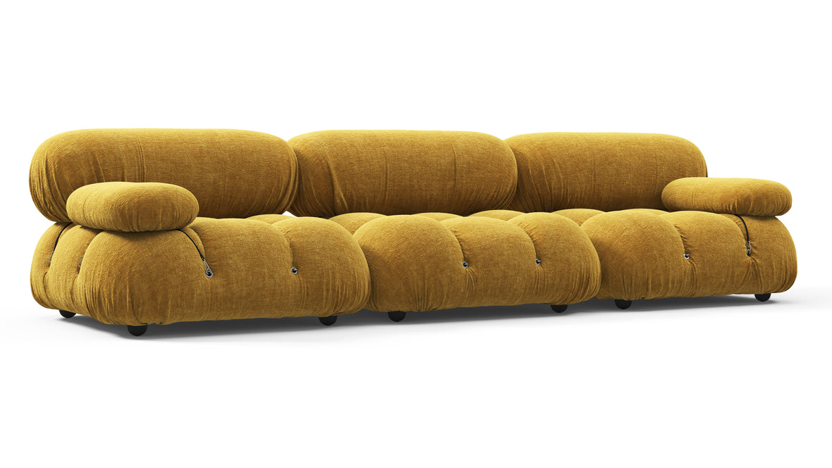 Belia - Belia Three Seater Sofa, Mustard Yellow Chenille