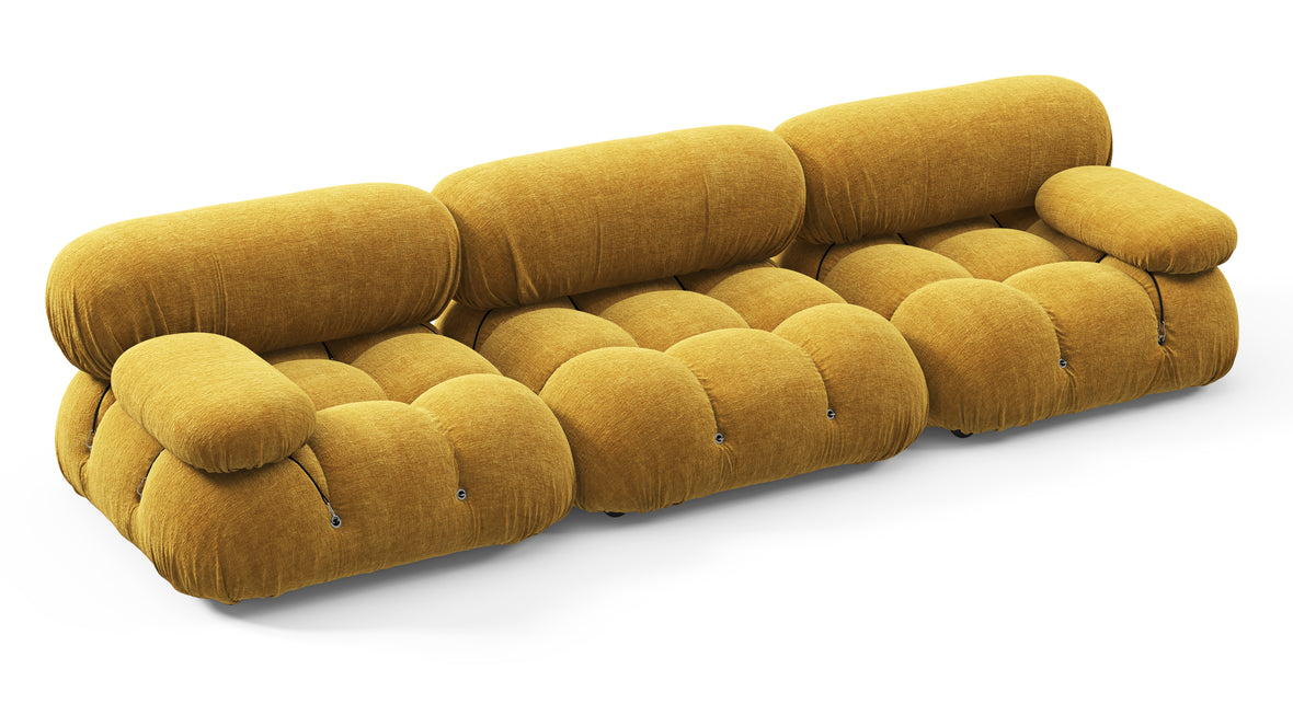 Belia - Belia Three Seater Sofa, Mustard Yellow Chenille