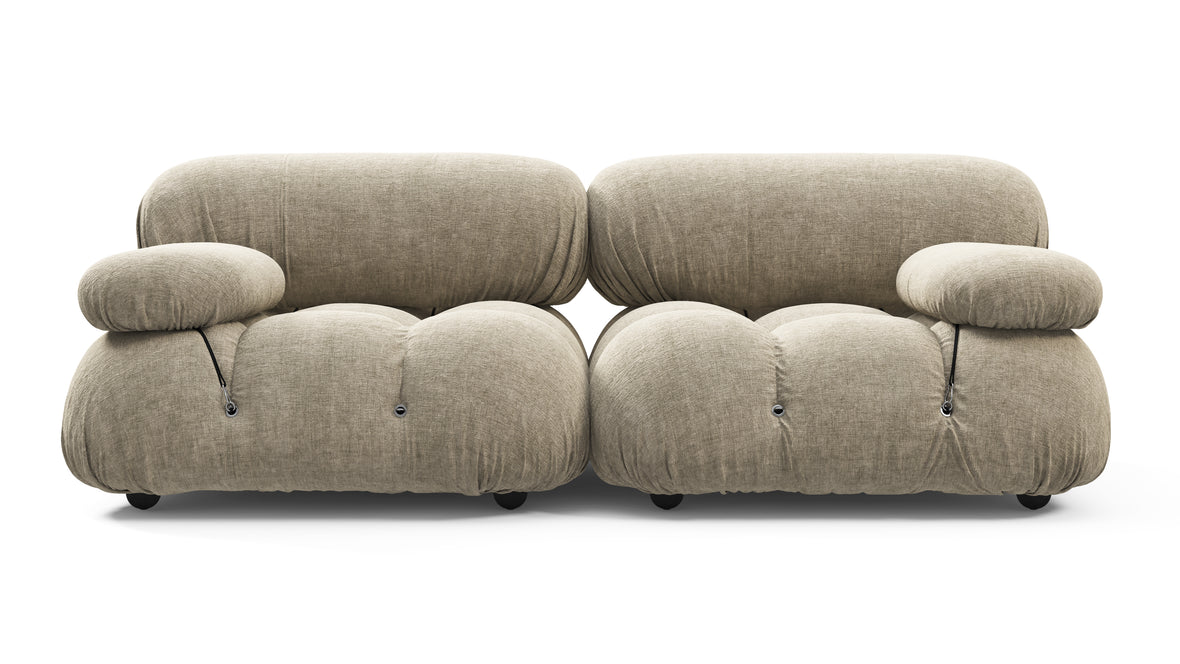 Belia - Belia Two Seater Sofa, Beige Gray Chenille