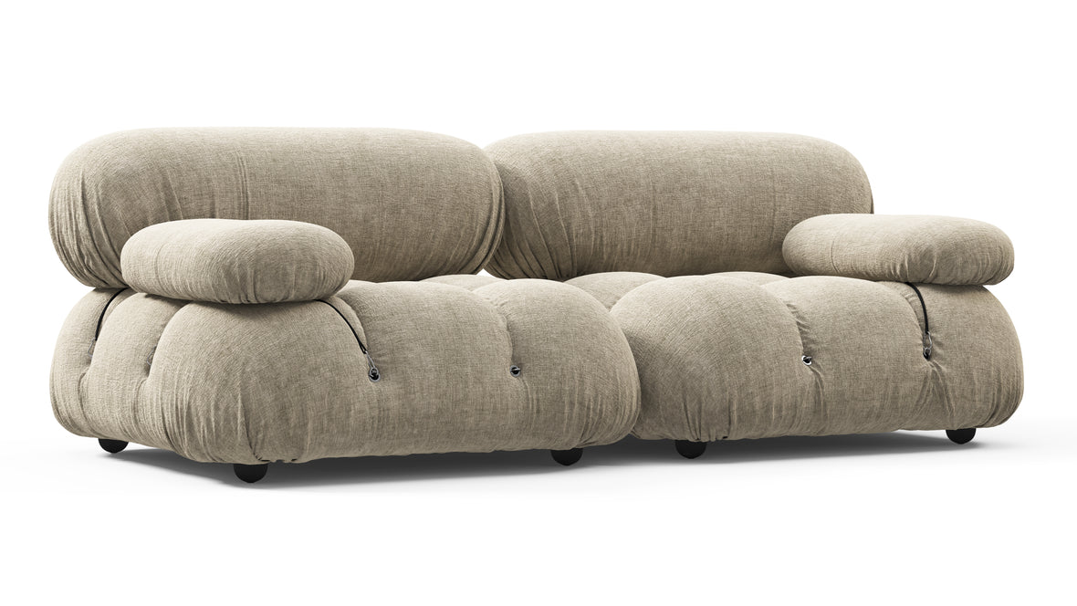 Belia - Belia Two Seater Sofa, Beige Gray Chenille