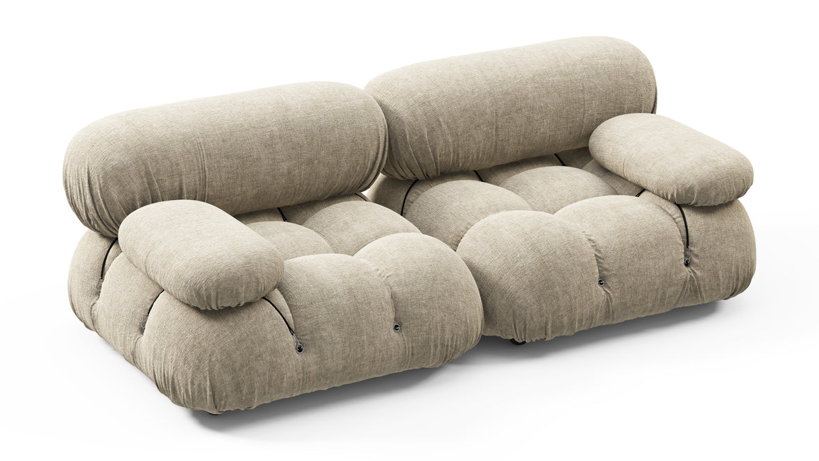 Belia - Belia Two Seater Sofa, Beige Gray Chenille