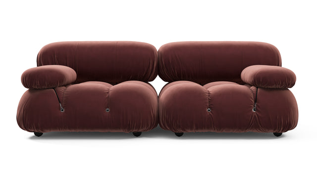 Belia - Belia Two Seater Sofa, Maroon Velvet