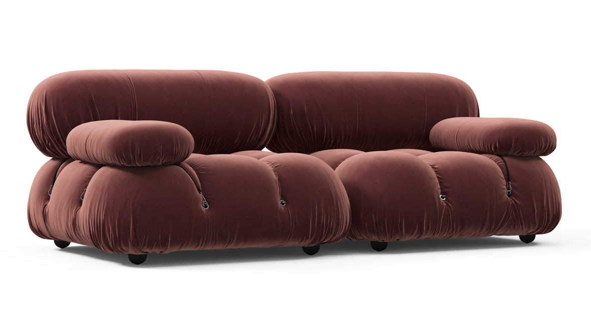 Belia - Belia Two Seater Sofa, Maroon Velvet