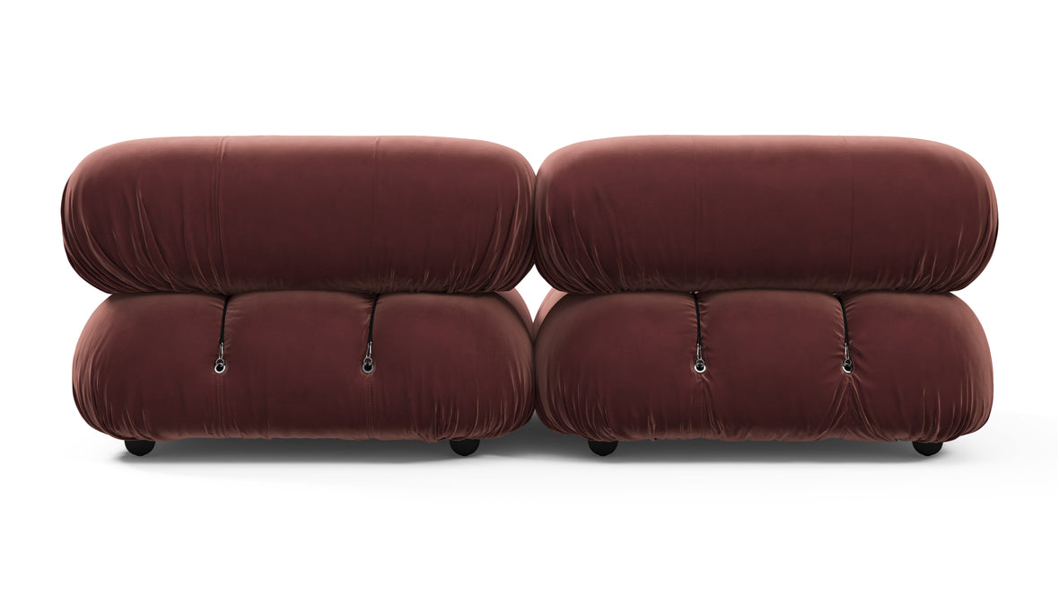 Belia - Belia Two Seater Sofa, Maroon Velvet