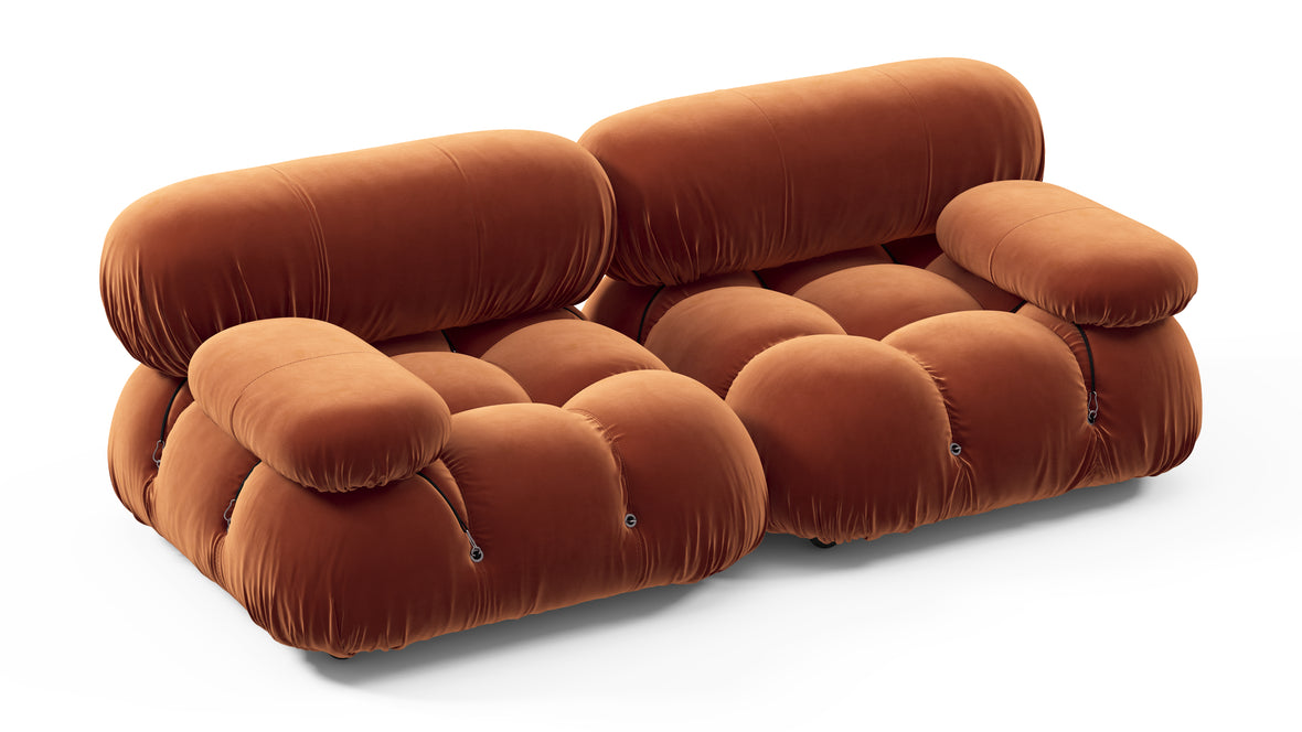 Belia - Belia Two Seater Sofa, Spice Velvet