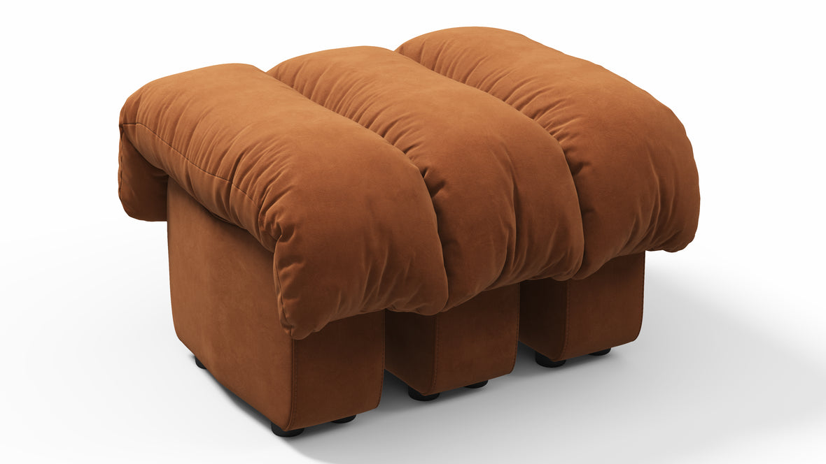 DS 600 - DS 600 Ottoman, Burnt Orange Vegan Suede