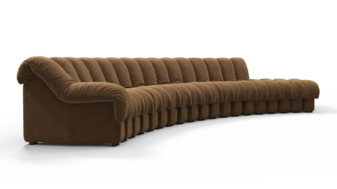 DS 600 - DS 600 Sectional, Combination 1, Left Arm, Brown Vegan Suede