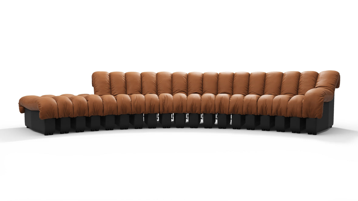 DS 600 - DS 600 Sectional, Combination 1, Right Arm, Vintage Tan and Black Vegan Leather