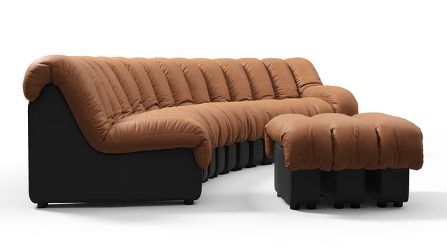 DS 600 - DS 600 Sectional, Combination 2, Right Arm, Vintage Tan and Black Vegan Leather