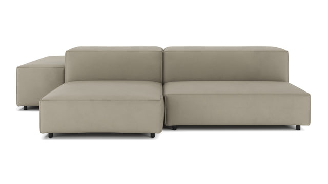 Extrasoft - Extrasoft Sectional Sofa, Combination 1, Left, Beige Gray Vegan Leather