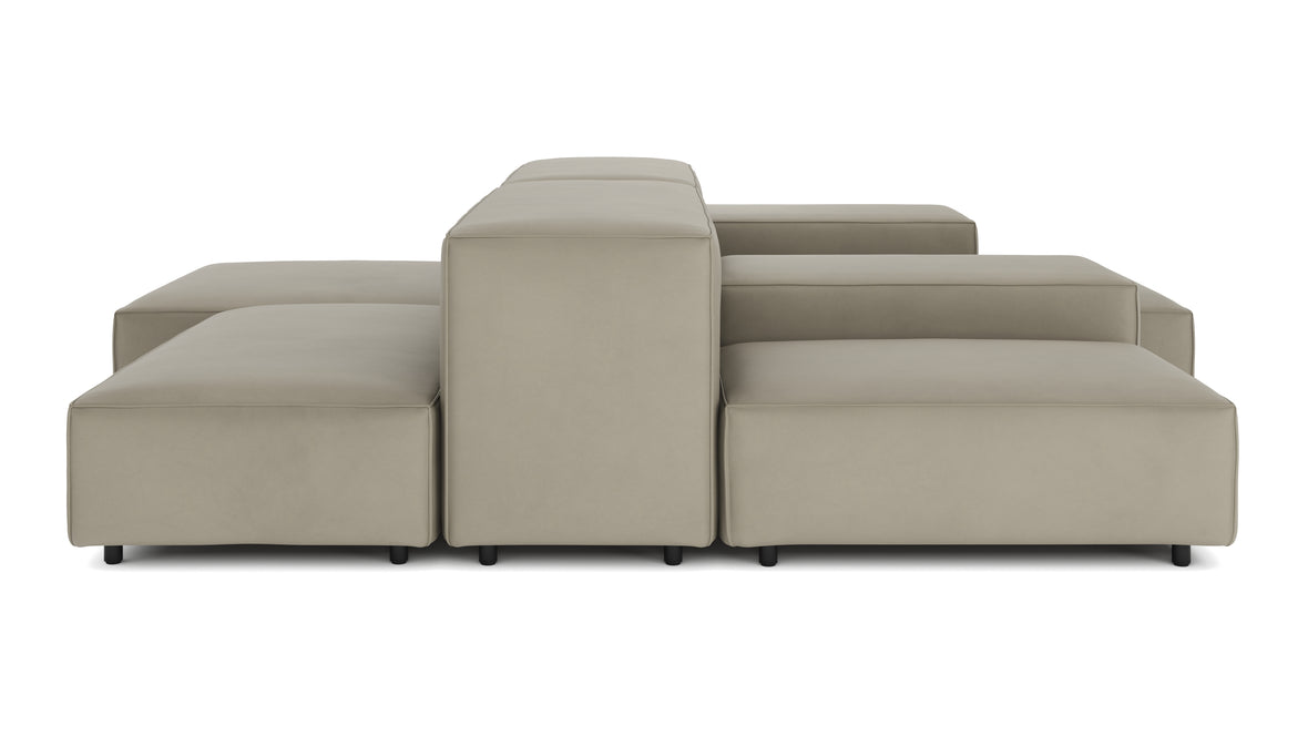 Extrasoft - Extrasoft Sectional Sofa, Combination 1, Left, Beige Gray Vegan Leather