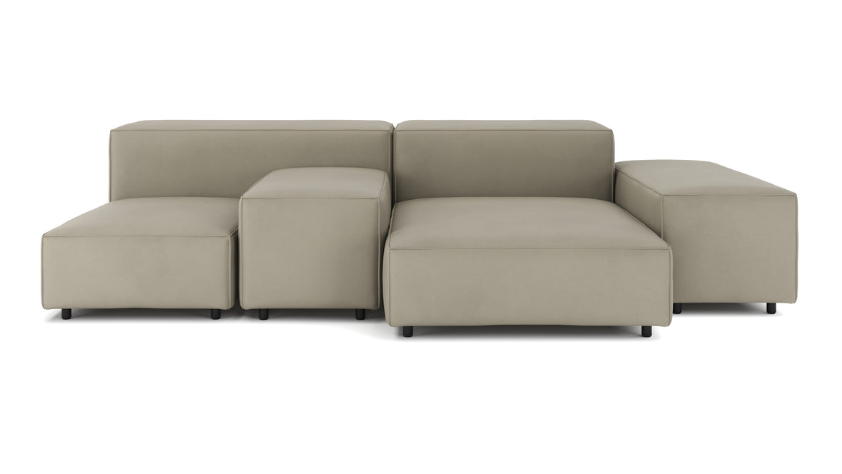 Extrasoft - Extrasoft Sectional Sofa, Combination 1, Left, Beige Gray Vegan Leather