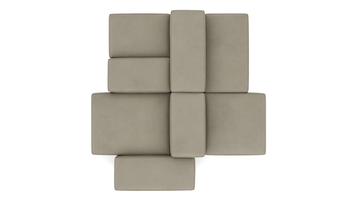 Extrasoft - Extrasoft Sectional Sofa, Combination 1, Left, Beige Gray Vegan Leather