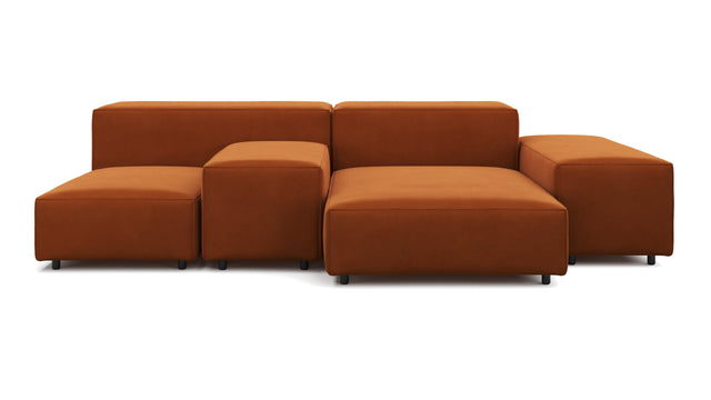 Extrasoft - Extrasoft Sectional Sofa, Combination 1, Left, Burnt Orange Velvet