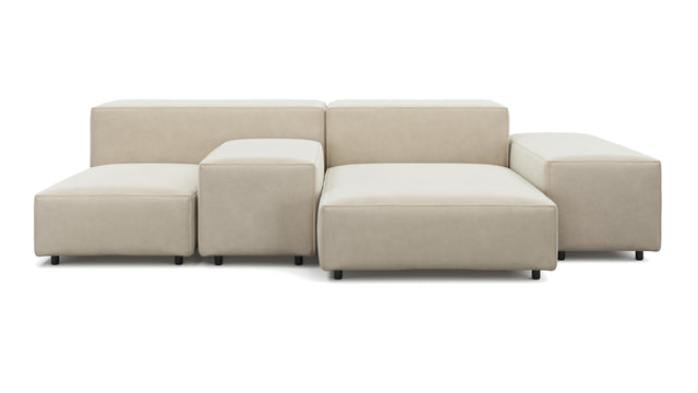 Extrasoft - Extrasoft Sectional Sofa, Combination 1, Left, Eggshell Vegan Suede