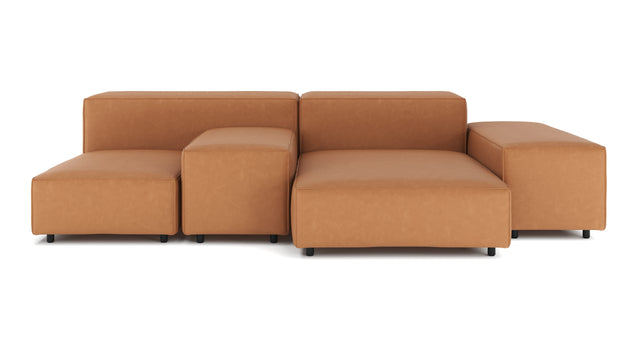 Extrasoft - Extrasoft Sectional Sofa, Combination 1, Left, Tan Vegan Leather