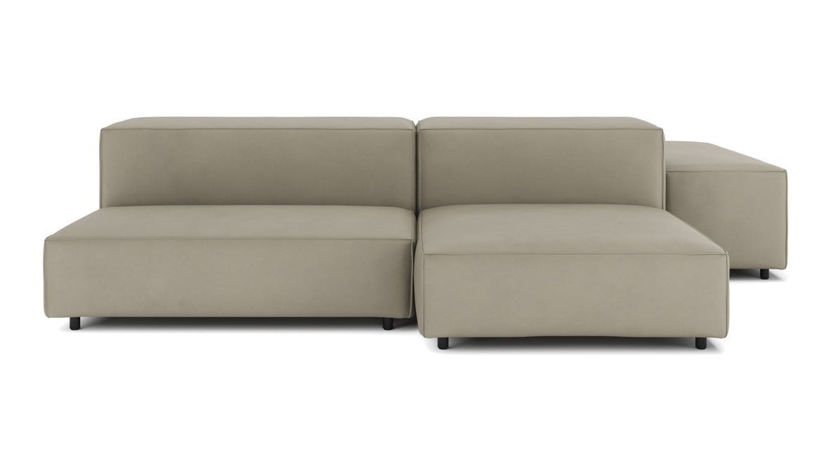 Extrasoft - Extrasoft Sectional Sofa, Combination 1, Right, Beige Gray Vegan Leather