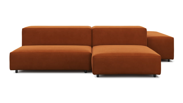 Extrasoft - Extrasoft Sectional Sofa, Combination 1, Right, Burnt Orange Velvet