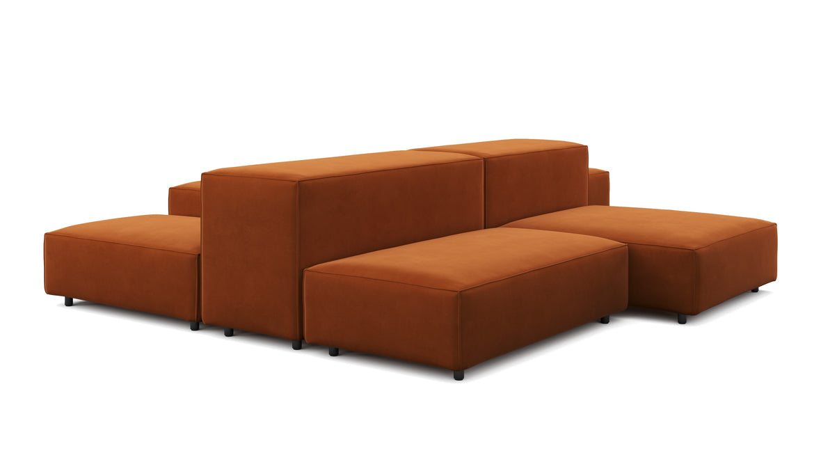 Extrasoft - Extrasoft Sectional Sofa, Combination 1, Right, Burnt Orange Velvet