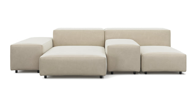 Extrasoft - Extrasoft Sectional Sofa, Combination 1, Right, Eggshell Vegan Suede