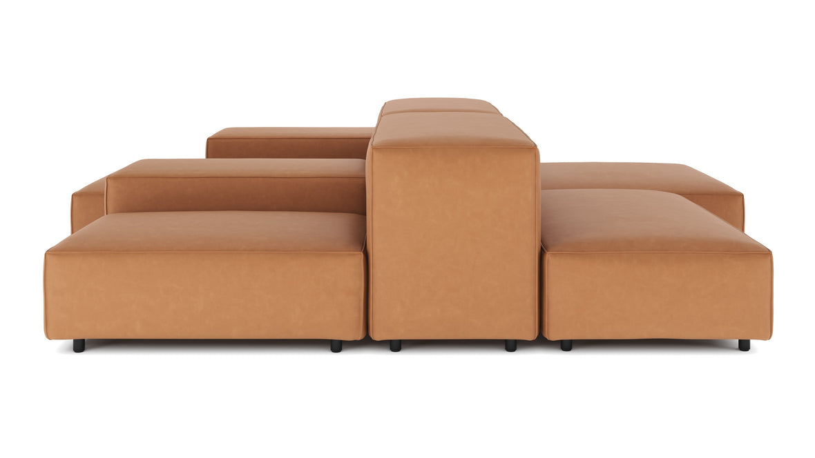 Extrasoft - Extrasoft Sectional Sofa, Combination 1, Right, Tan Vegan Leather