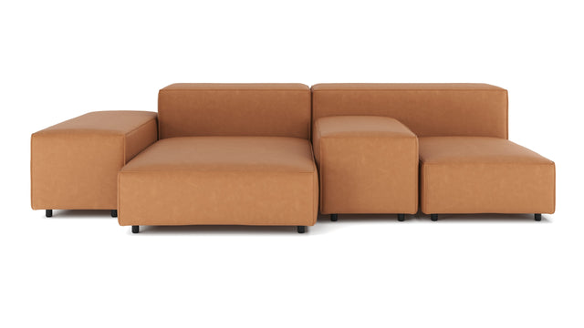 Extrasoft - Extrasoft Sectional Sofa, Combination 1, Right, Tan Vegan Leather