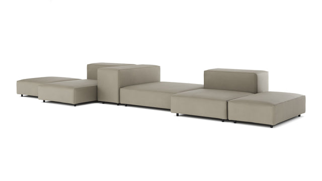 Extrasoft - Extrasoft Sectional Sofa, Combination 2, Left, Beige Gray Vegan Leather