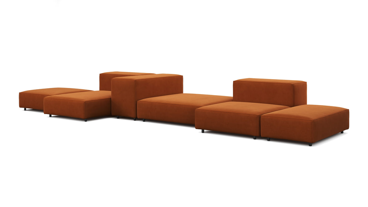 Extrasoft - Extrasoft Sectional Sofa, Combination 2, Left, Burnt Orange Velvet