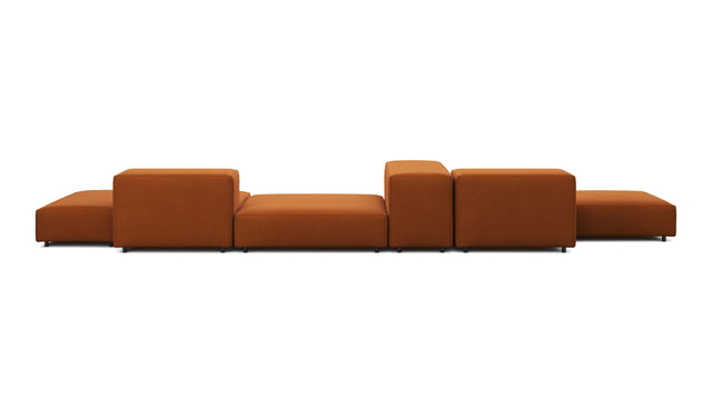 Extrasoft - Extrasoft Sectional Sofa, Combination 2, Left, Burnt Orange Velvet