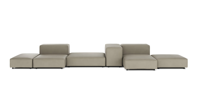 Extrasoft - Extrasoft Sectional Sofa, Combination 2, Right, Beige Gray Vegan Leather