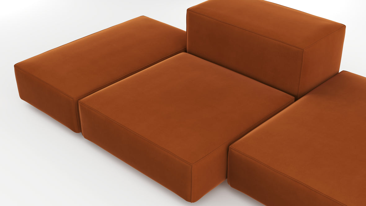 Extrasoft - Extrasoft Sectional Sofa, Combination 2, Right, Burnt Orange Velvet